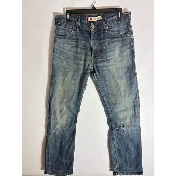 Levi's Other - Levis 506 Standard Straight Leg Jeans Blue Faded Distressed Grunge Mens 33x31